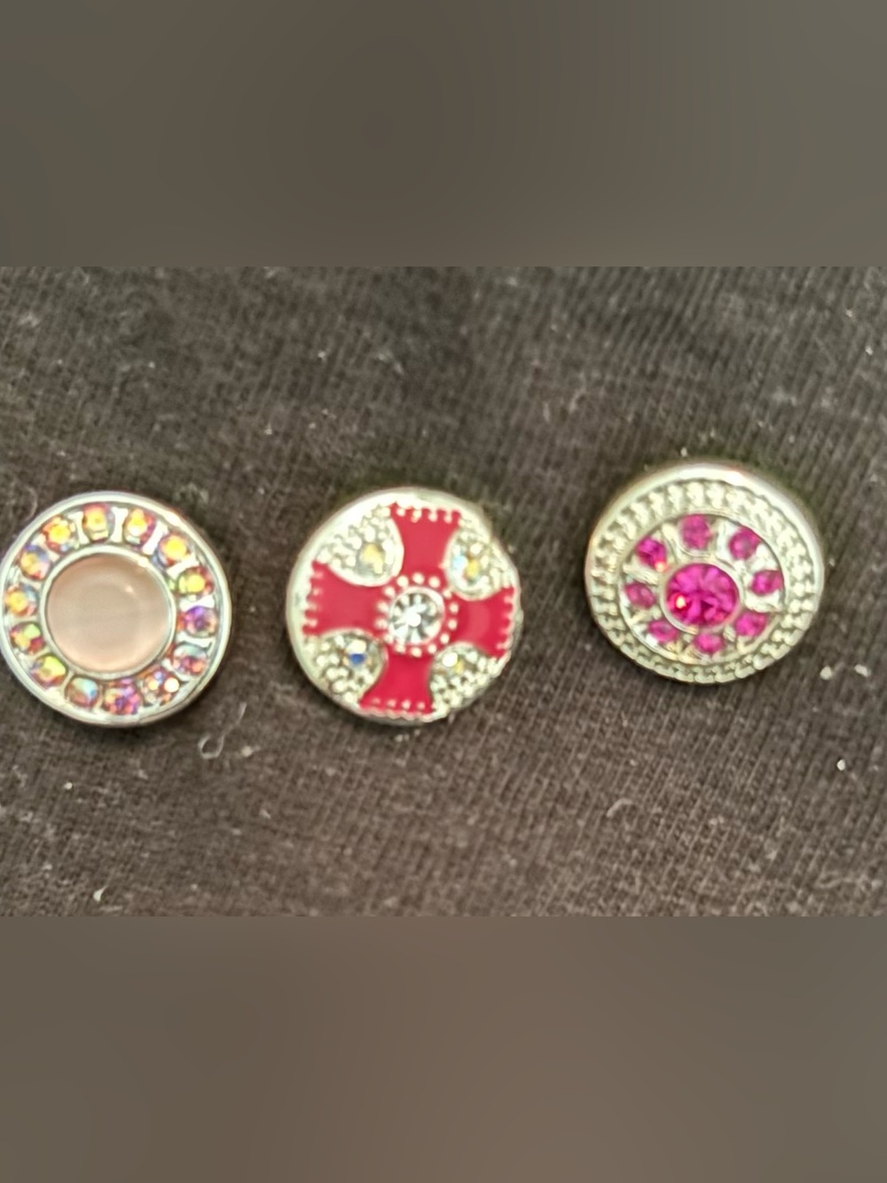 Set of 3 Snap Original Dots - Pink & Red Rhinestones